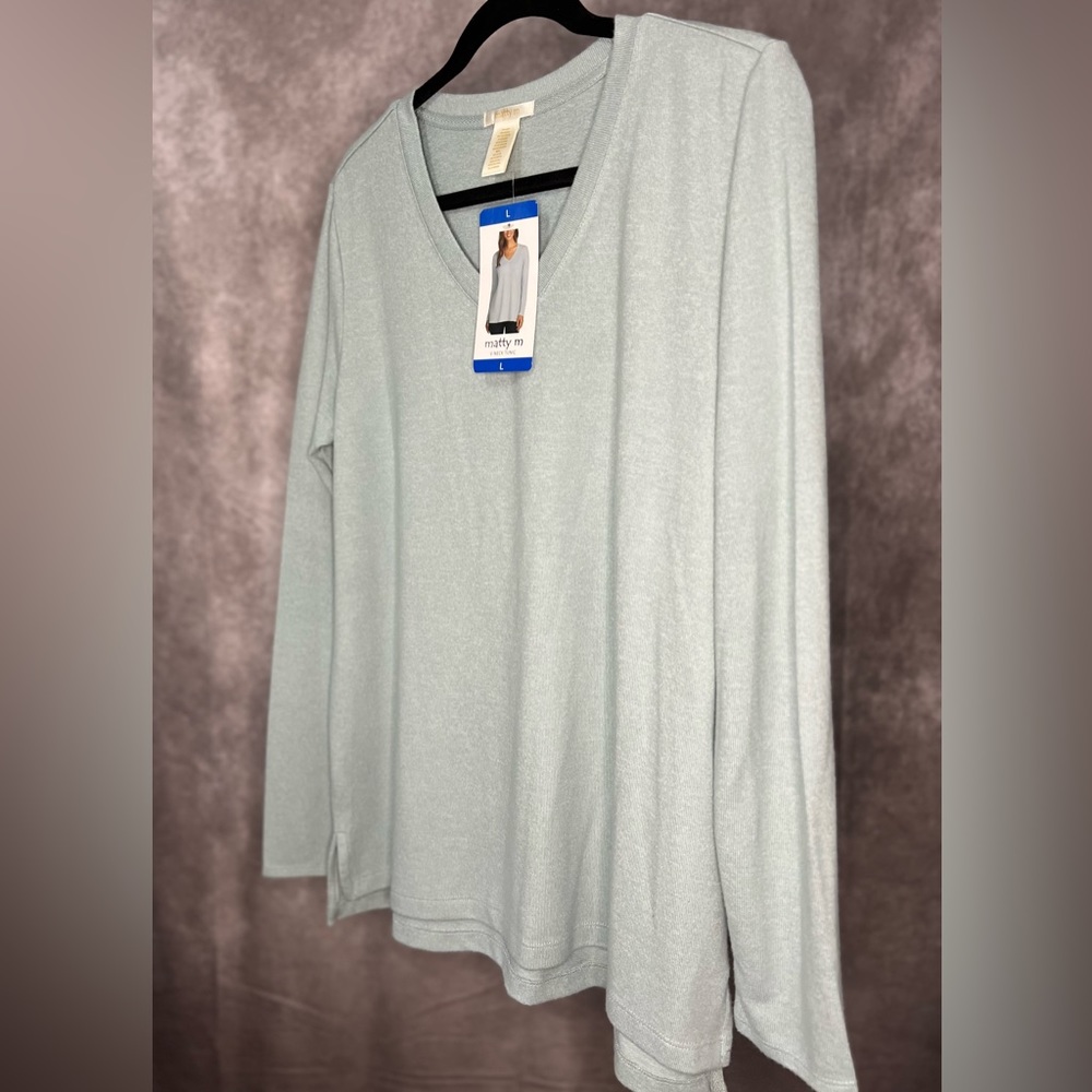 NWT Matty M Soft Knit V-Neck Shirt | Sz Lg